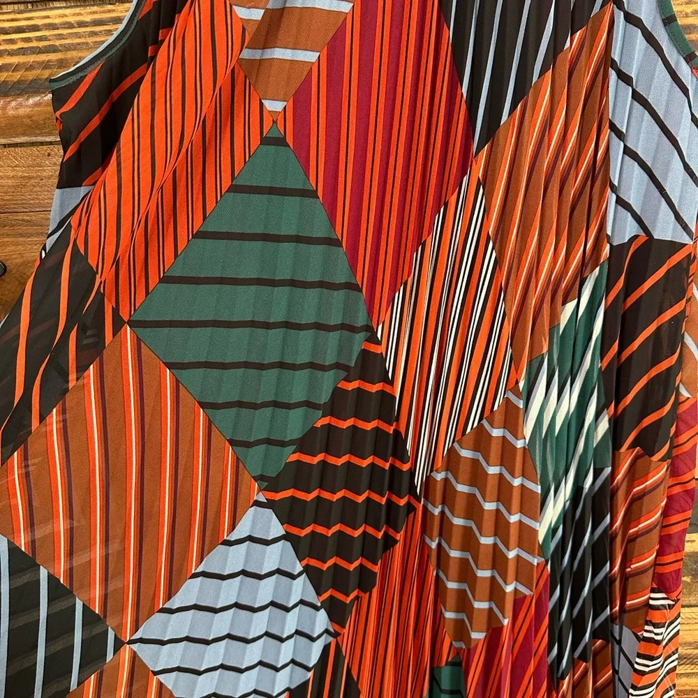 C Est 1946 Sleeveless‎ Patchwork Midi Dress XL  Boho Abstract Print